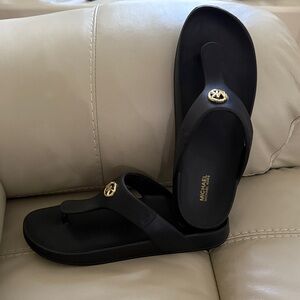 Michael Kors Black Sandals with Gold Accent